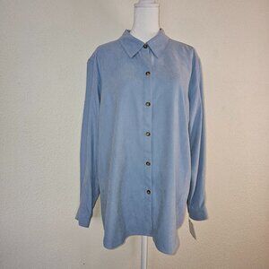 NWT Crazy Horse by Liz Claiborne Slate Blue Women's Large Button Up Long Sleeve